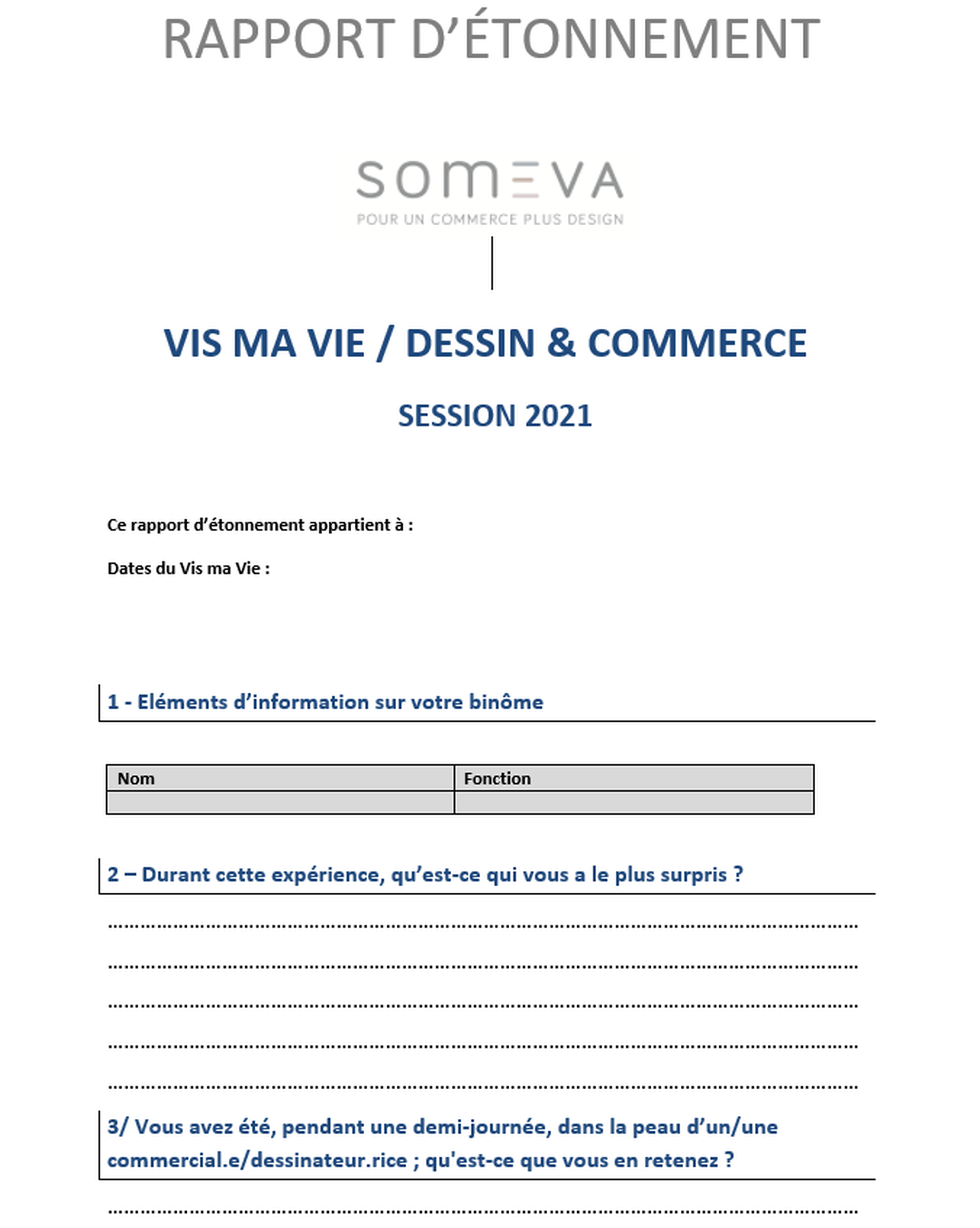 Rapport d'étonnement Someva